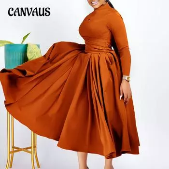 Женское модное плиссированное большое свободное платье больших размеров S коричневый