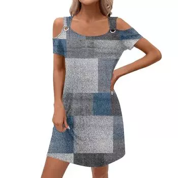 Женское модное повседневное летнее платье с цветным блоком и принтом в стиле пэчворк с карманом XXXL