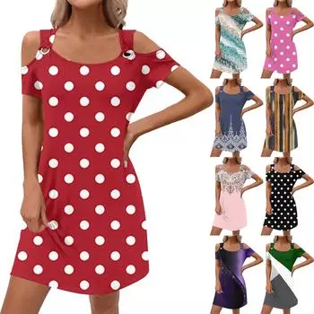 Женское модное повседневное летнее платье с цветным блоком и принтом в стиле пэчворк с карманом L красный