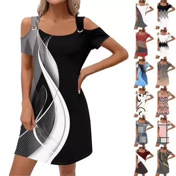 Женское модное повседневное летнее платье с цветным блоком и принтом в стиле пэчворк с карманом L розовый