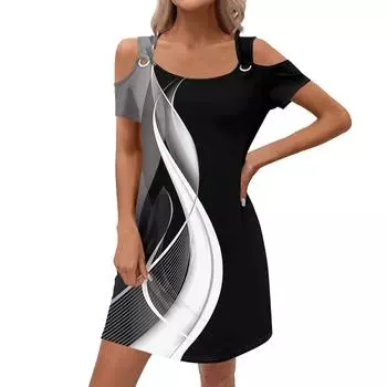 Женское модное повседневное летнее платье с цветным блоком и принтом в стиле пэчворк с карманом S белый