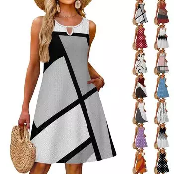 Женское модное повседневное летнее винтажное платье в горошек с цветным лоскутным принтом и карманом, пляжное праздничное платье-жилет L шафрановый