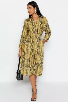 Женское модное повседневное миди с рукавами «летучая мышь», ограниченная серия, многоцветное удобное тканое платье с рисунком животных