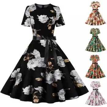 Женское модное повседневное облегающее платье с круглым вырезом и поясом с короткими рукавами и принтом XL розовый