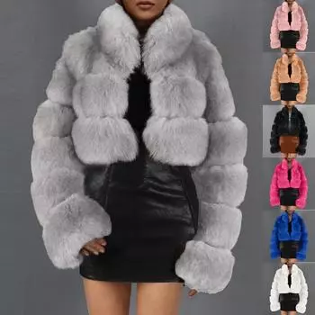 Женское модное повседневное пальто из искусственной шерсти L чёрный