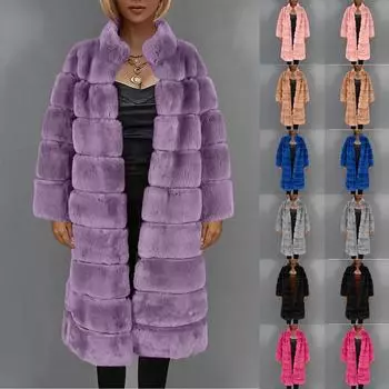 Женское модное повседневное пальто из искусственной шерсти L чёрный