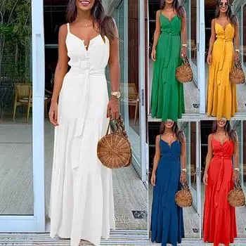 Женское модное повседневное персонализированное платье-бретелька с v-образным вырезом и пуговицами в стиле пэчворк XXXL зелёный