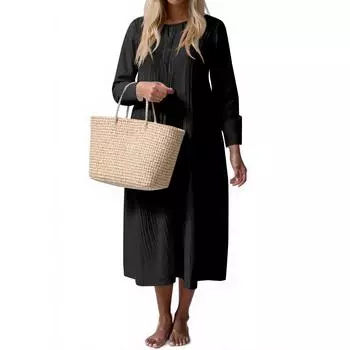 Женское модное повседневное платье без рукавов с круглым вырезом, однотонное, элегантное, темпераментное L