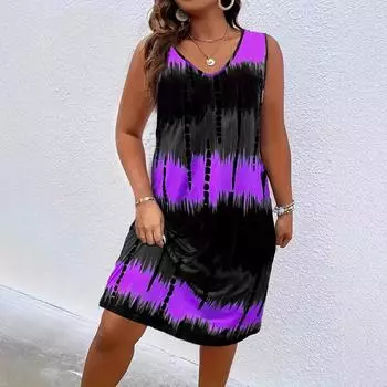 Женское модное повседневное праздничное платье с V-образным вырезом и без рукавов 1XL жёлтый/чёрный