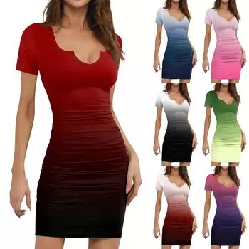 Женское модное повседневное принтованное облегающее облегающее летнее платье с коротким рукавом L чёрный