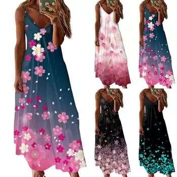 Женское модное повседневное тонкое платье без рукавов с принтом и пуловером XXXXXL чёрный