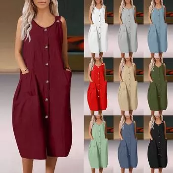 Женское модное регулируемое платье на бретельках без рукавов L чёрный