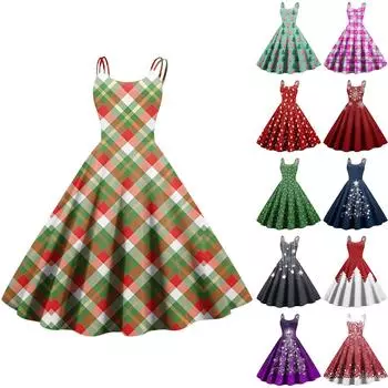 Женское модное рождественское печатное сексуальное коктейльное платье без бретелек в готическом стиле в стиле панк-винтаж M