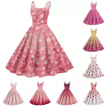 Женское модное рождественское принтованное сексуальное коктейльное платье без бретелек в готическом стиле в стиле панк, винтажное платье. L горячий розовый