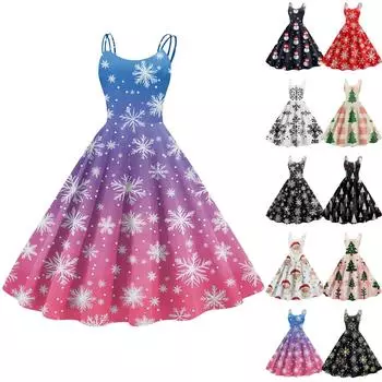 Женское модное рождественское принтованное сексуальное коктейльное платье без бретелек в готическом стиле в стиле панк, винтажное платье. L чёрный