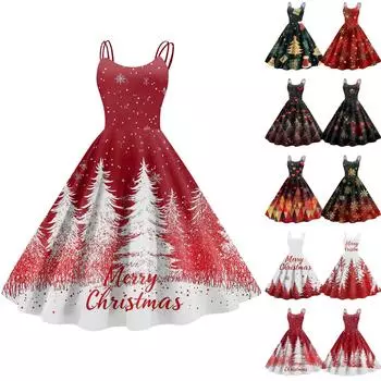 Женское модное рождественское принтованное сексуальное коктейльное платье без бретелек в готическом стиле в стиле панк, винтажное платье. L чёрный
