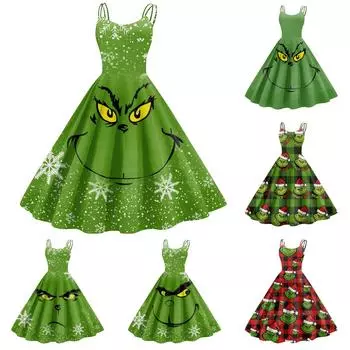 Женское модное рождественское принтованное сексуальное коктейльное платье без бретелек в готическом стиле в стиле панк, винтажное платье. XL