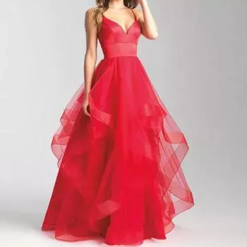 Женское модное сетчатое однотонное вечернее платье без рукавов с глубоким V-образным вырезом и открытой спиной S розовый