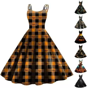 Женское модное сексуальное коктейльное платье без бретелек с принтом на Хэллоуин в стиле панк, винтажное платье. XL чёрный