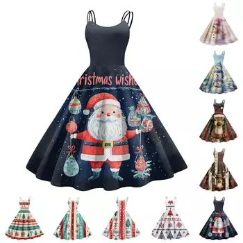 Женское модное сексуальное коктейльное платье без бретелек с рождественским принтом в стиле панк, винтажное платье. L жёлтый