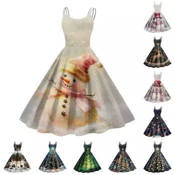 Женское модное сексуальное коктейльное платье без бретелек с рождественским принтом в стиле панк, винтажное платье. L коричневый