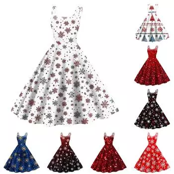 Женское модное сексуальное коктейльное платье без бретелек с рождественским принтом в стиле панк, винтажное платье. XL синий