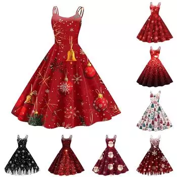 Женское модное сексуальное коктейльное платье без бретелек с рождественским принтом в стиле панк, винтажное платье. XXL синий