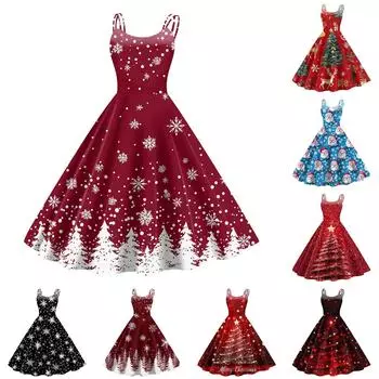 Женское модное сексуальное коктейльное платье без бретелек с рождественским принтом в стиле панк, винтажное платье. XXL чёрный