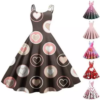 Женское модное сексуальное коктейльное платье без бретелек с принтом ко Дню святого Валентина, готическое платье в стиле панк в винтажном стиле. L горячий розовый