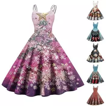 Женское модное сексуальное коктейльное платье без бретелек с рождественским принтом в стиле панк, винтажное платье. XXL чёрный