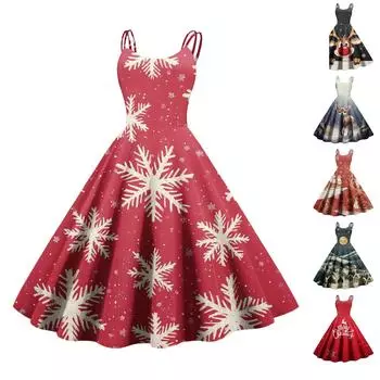 Женское модное сексуальное коктейльное платье без бретелек с рождественским принтом в стиле панк, винтажное платье. XXL чёрный