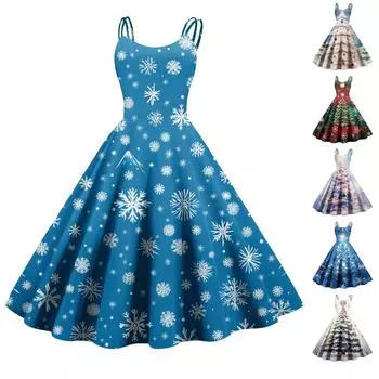 Женское модное сексуальное коктейльное платье без бретелек с рождественским принтом в стиле панк, винтажное платье. XXXL циан