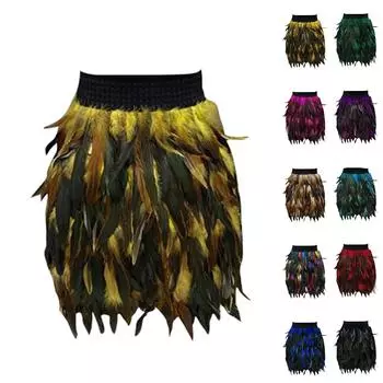 Женское модное сексуальное модное платье с перьями и макияжем, бальное платье для выступлений, юбка L чёрный