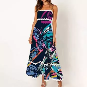 Женское модное сексуальное однотонное платье без рукавов с регулируемым ремешком и без бретелек S тёмно-синий