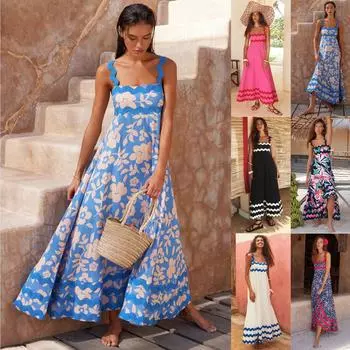 Женское модное сексуальное однотонное платье на бретельках без рукавов, женское платье, длинное платье XL тёмно-синий