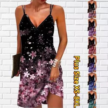 Женское модное сексуальное платье без бретелек с 3D розовыми флуоресцентными цветами и принтом, свободное платье-бретелька с v-образным вырезом XS розовый