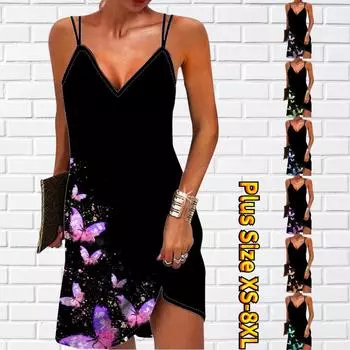 Женское модное сексуальное платье без бретелек с 3D розовым цветком и бабочкой, свободное платье-бретелька с v-образным вырезом XS фиолетовый