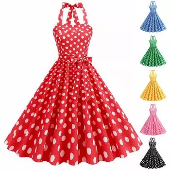 Женское модное сексуальное платье без рукавов с принтом в стиле ретро с большим качелями L чёрный