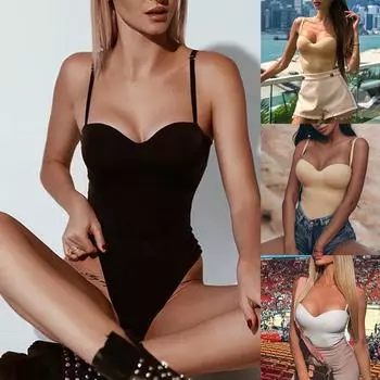 Женское модное сексуальное женское боди с однотонным наружным комбинезоном с камзолом M бежевый