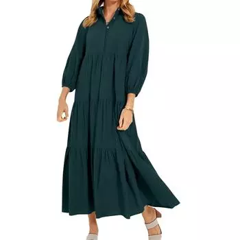 Женское модное свободное платье L армия зеленый