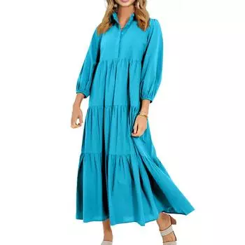 Женское модное свободное платье M синий