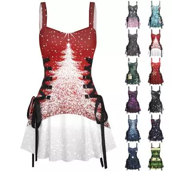 Женское модное темпераментное печатное сексуальное винтажное короткое платье с бретельками L фиолетовый