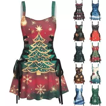 Женское модное темпераментное печатное сексуальное винтажное короткое платье с бретельками XXXL синий