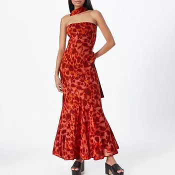 Женское модное темпераментное платье с цветочным принтом и разноцветными подтяжками для пляжного отдыха с застежкой на талию и рыбьим хвостом S