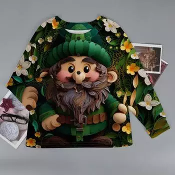 Женское модное теплое трикотажное пальто с длинным рукавом и принтом L армия зеленый