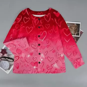 Женское модное теплое трикотажное пальто с длинным рукавом и принтом L горячий розовый