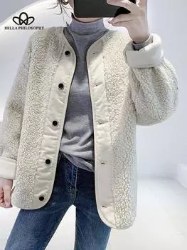 Женское модное толстое пальто из овечьей шерсти, свободное пальто из овечьей шерсти на осень и зиму, женская модная куртка с длинными рукавами, женское пальто M чёрный