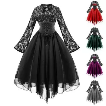 Женское модное тонкое крутое вечернее кружевное повседневное элегантное платье с вышивкой и повязкой XL темно-фиолетового