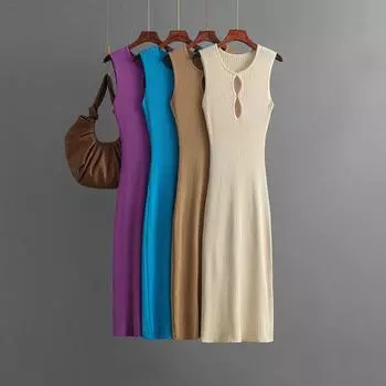 Женское модное трикотажное облегающее платье с круглым вырезом, сексуальное мини-платье без рукавов белый