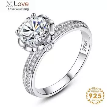 Женское модное ювелирное кольцо из стерлингового серебра 925 пробы для женщин, обручальное кольцо с простым цветком, подарок оптом 7 белый